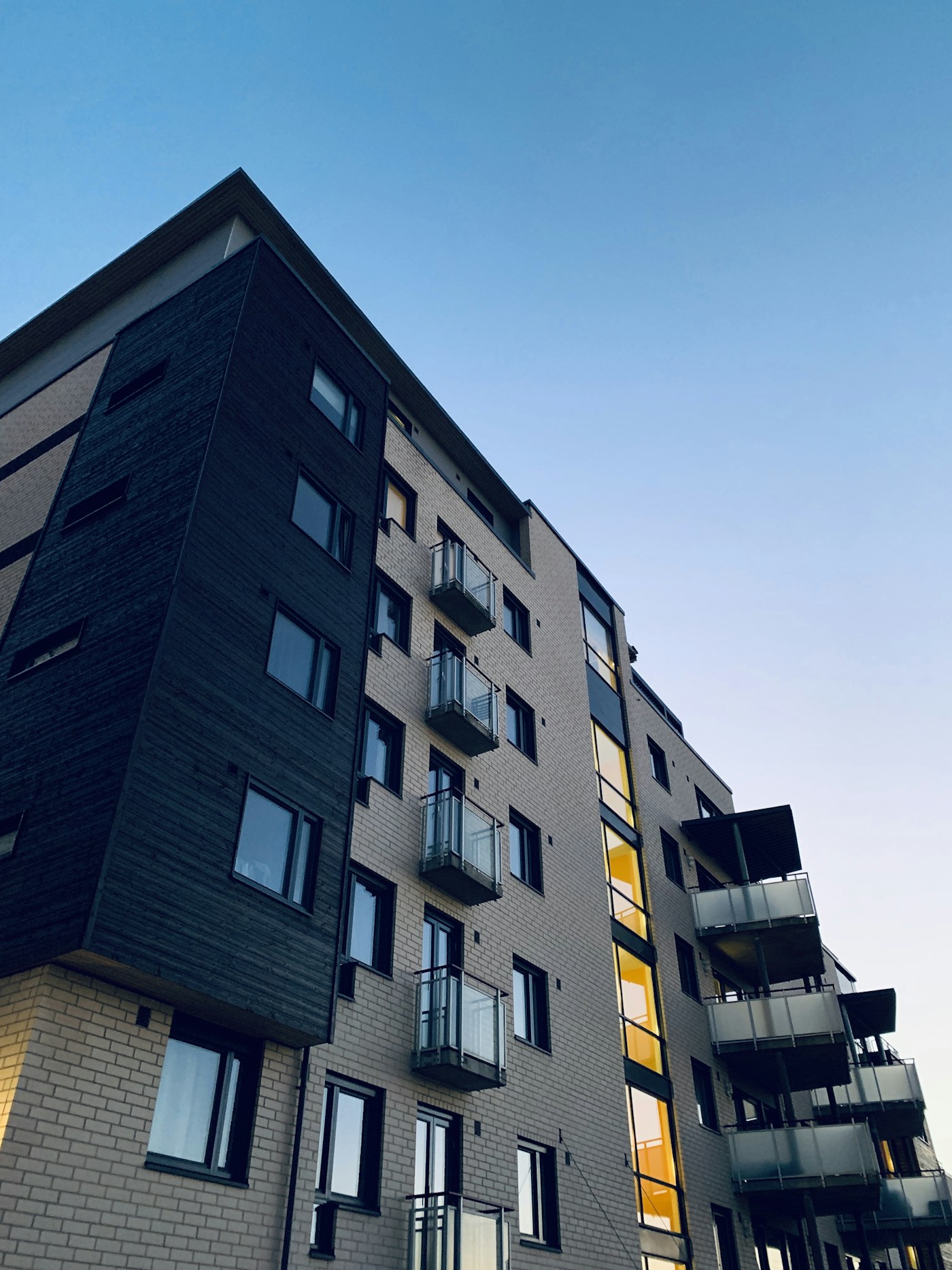 Residential apartment buildings and neighborhood storefronts